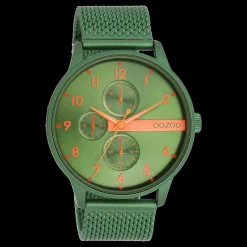 Groene OOZOO horloge met metalen mesh armband - C11303
