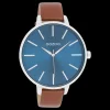 Groene OOZOO horloge met bruine leren band - C11439