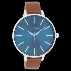 Groene OOZOO horloge met bruine leren band - C11439