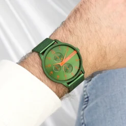 Groene OOZOO horloge met metalen mesh armband - C11303