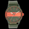 Groen/fluo oranje OOZOO horloge met groene leren band - C11318