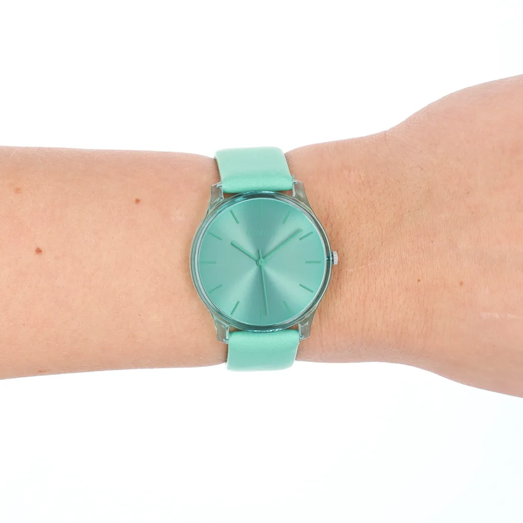 Jade groene OOZOO horloge met leren band - C11139