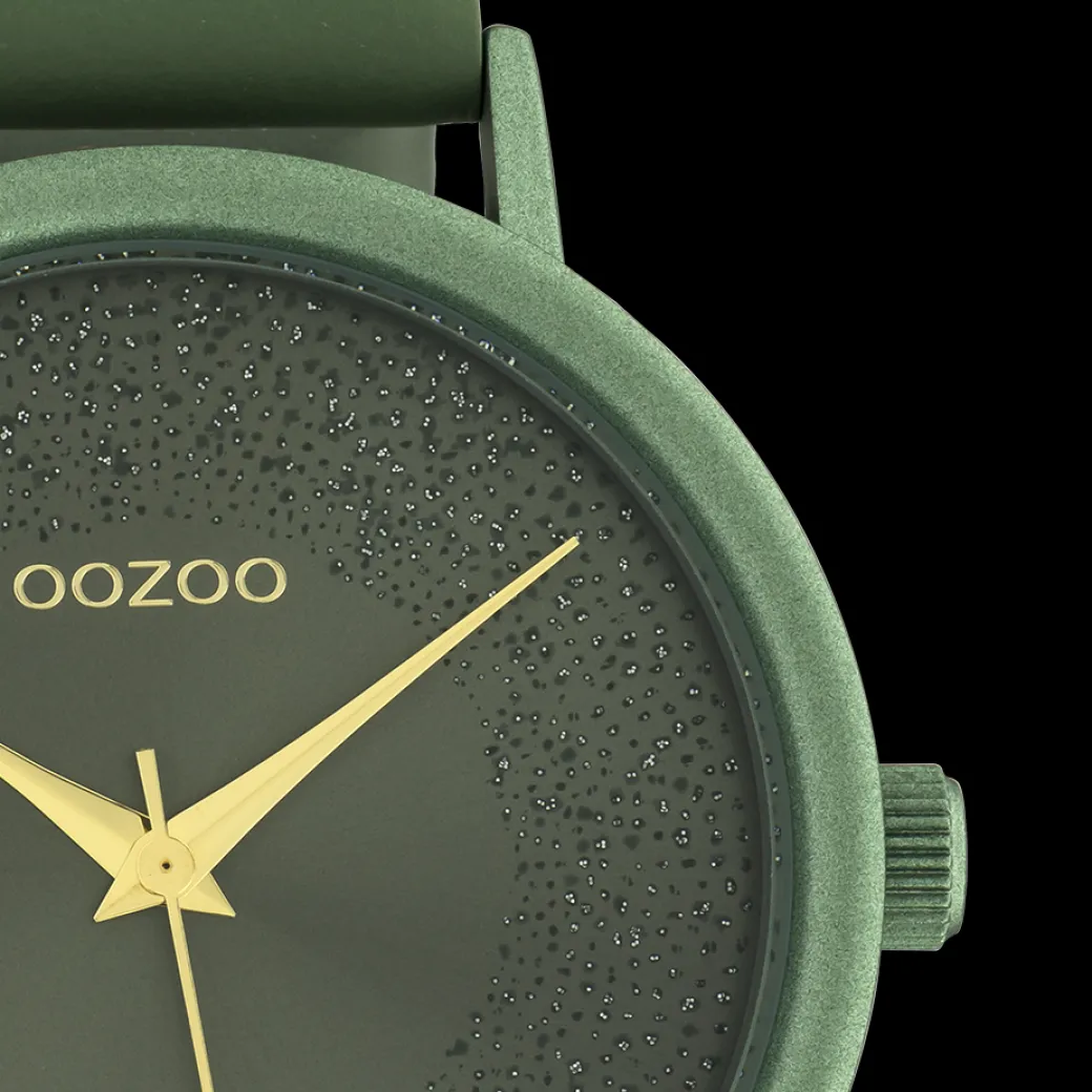 Lelie groene OOZOO horloge met leren band - C10582
