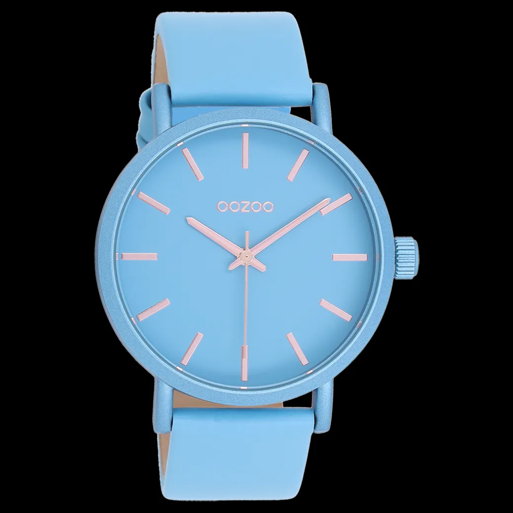 Licht blauwe OOZOO horloge met leren band - C11176