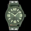 Licht blauwe OOZOO horloge met bos groene leren band - C1093