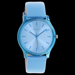 Licht blauwe OOZOO horloge met leren band - C11140