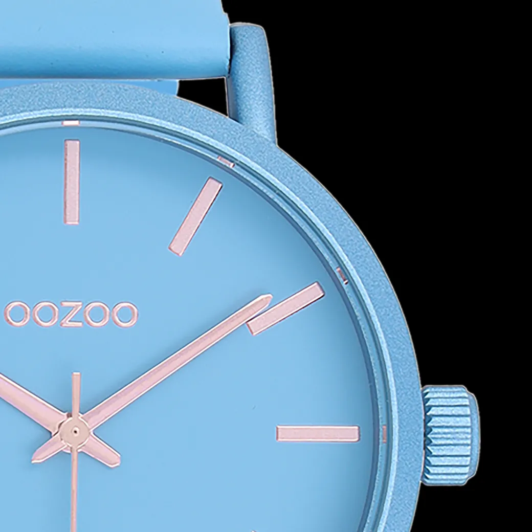 Licht blauwe OOZOO horloge met leren band - C11176