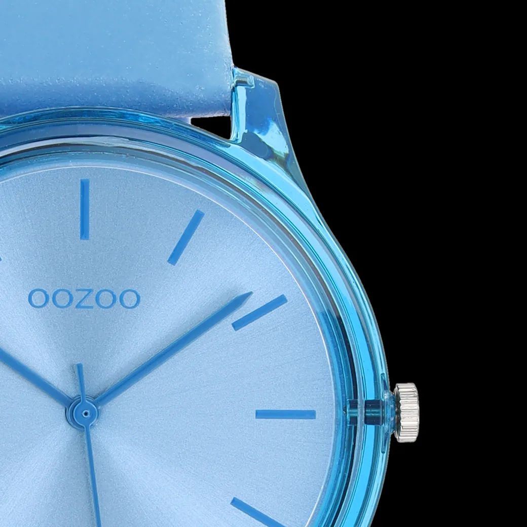 Licht blauwe OOZOO horloge met leren band - C11140
