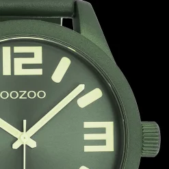 Licht blauwe OOZOO horloge met bos groene leren band - C1093