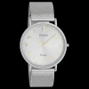 Licht grijze OOZOO horloge met metalen mesh armband - C20379