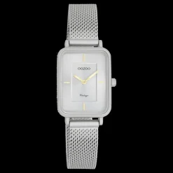 Licht grijze OOZOO horloge met metalen mesh armband - C20383