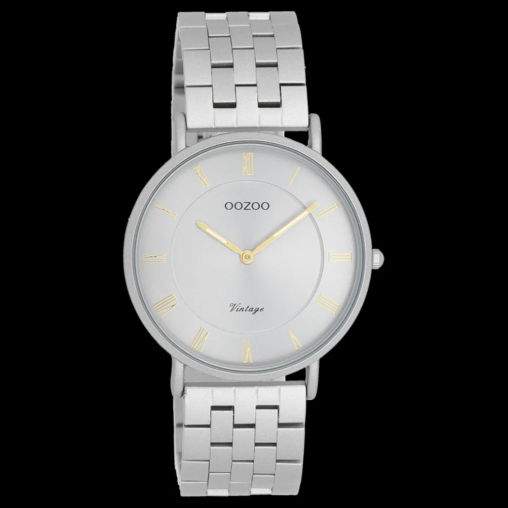Licht grijze OOZOO horloge met roestvrijstalen armband - C20367