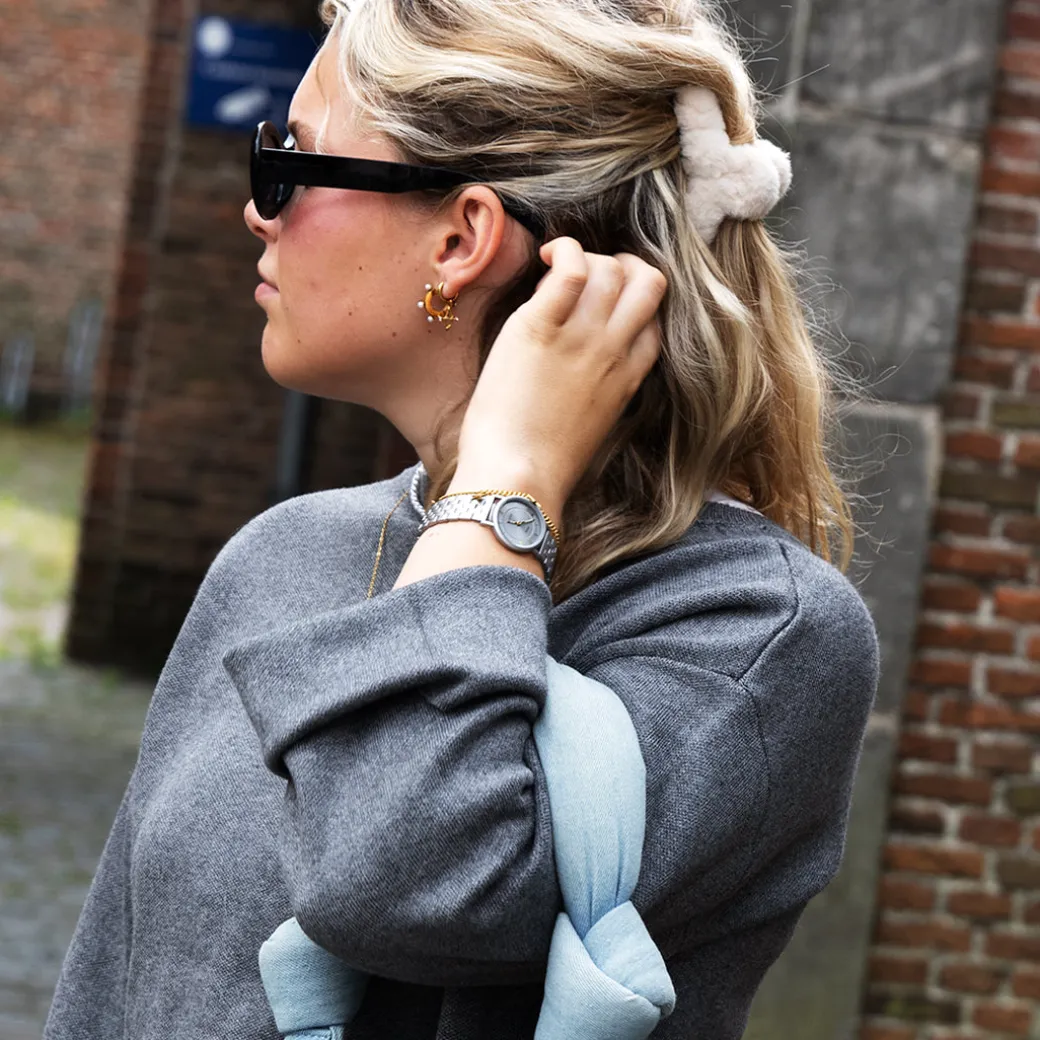 Licht grijze OOZOO horloge met roestvrijstalen armband - C20374