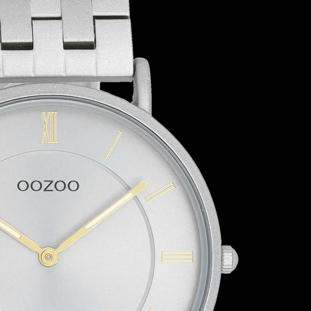 Licht grijze OOZOO horloge met roestvrijstalen armband - C20367