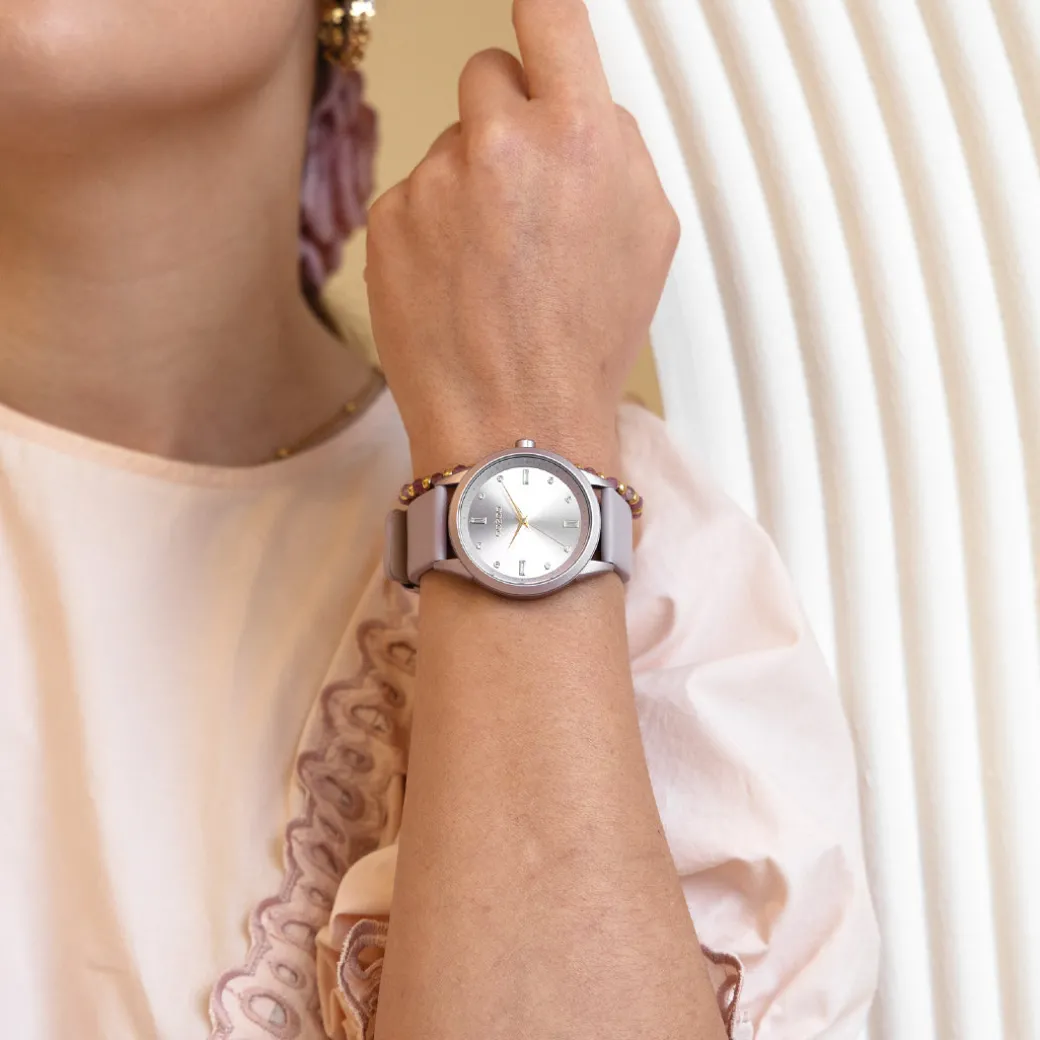 Lila OOZOO horloge met leren band - C11355