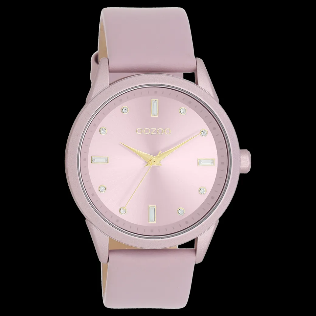 Lila OOZOO horloge met leren band - C11355