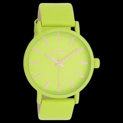 Limoen groene OOZOO horloge met leren band - C11177