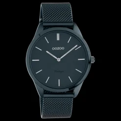 Nacht blauwe OOZOO horloge met metalen mesh armband - C20008