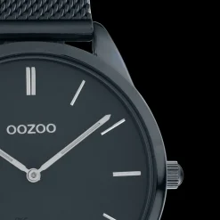 Nacht blauwe OOZOO horloge met metalen mesh armband - C20008