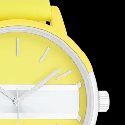 Neon geel/goudkleurige OOZOO horloge met neon gele leren band - C11191