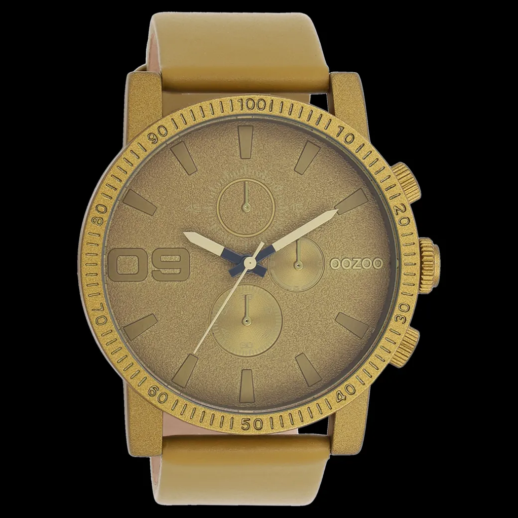 Olijf groene OOZOO horloge met leren band - C11217