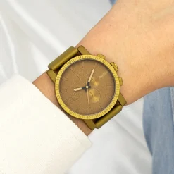 Olijf groene OOZOO horloge met leren band - C11217