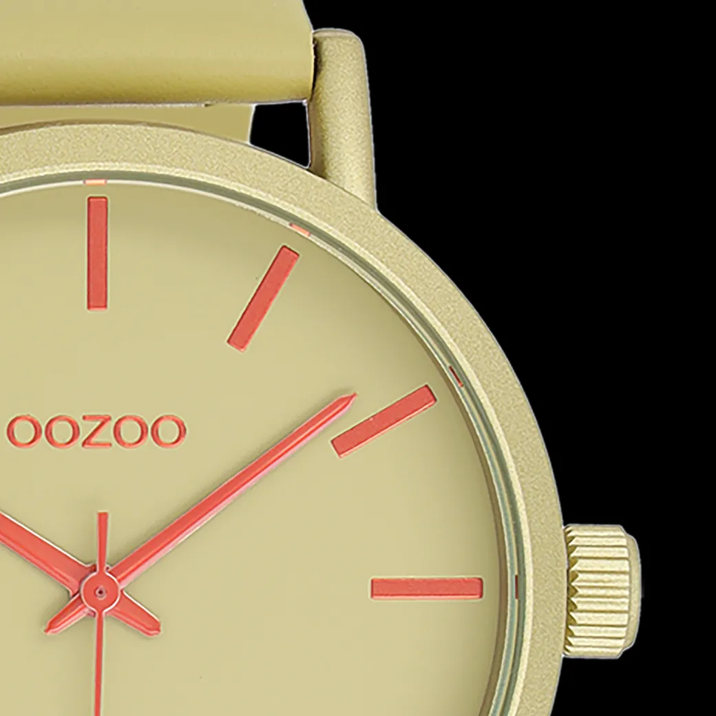 Olijf groene OOZOO horloge met leren band - C11181