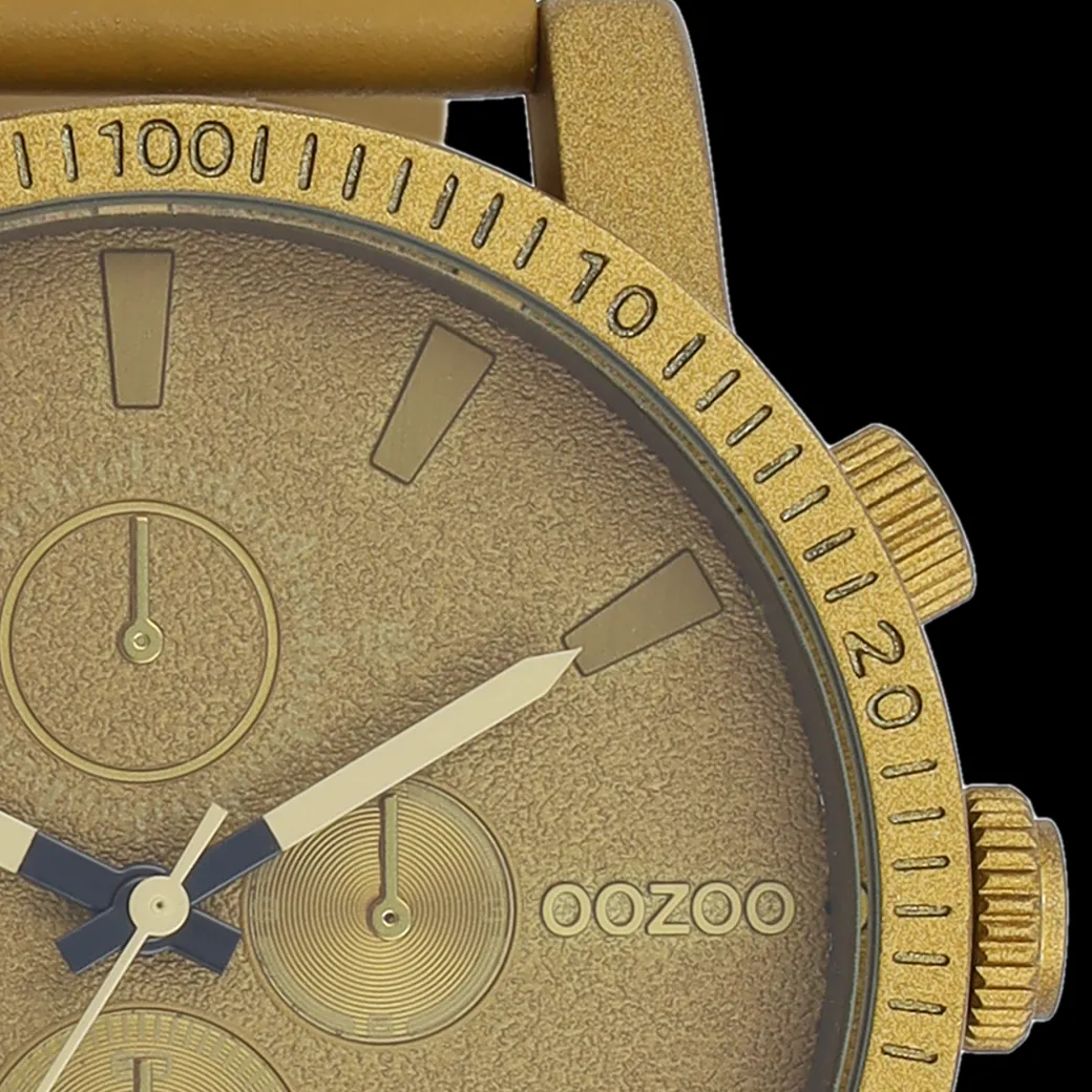 Olijf groene OOZOO horloge met leren band - C11217