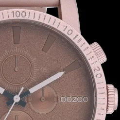 Oud roze OOZOO horloge met leren band - C11218
