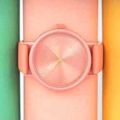 Perzik roze OOZOO horloge met leren band - C10580