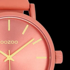 Perzik roze OOZOO horloge met leren band - C11194