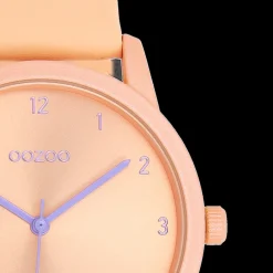 Perzik roze OOZOO horloge met leren band - C11075
