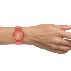 Perzik roze OOZOO horloge met leren band - C10580
