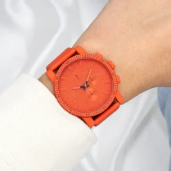 Rood/oranje OOZOO horloge met leren band - C11219