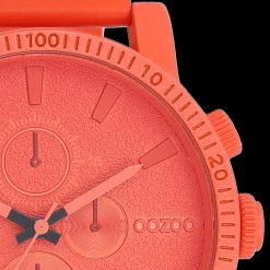 Rood/oranje OOZOO horloge met leren band - C11219