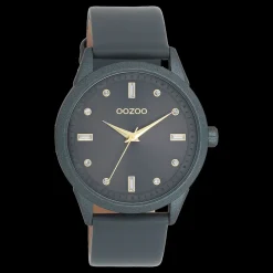 Rook grijze OOZOO horloge met leren band - C11289