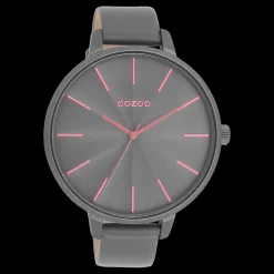 Rook grijze OOZOO horloge met leren band - C11254