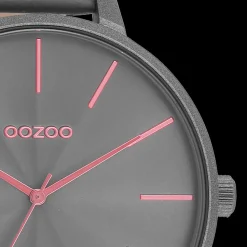Rook grijze OOZOO horloge met leren band - C11254