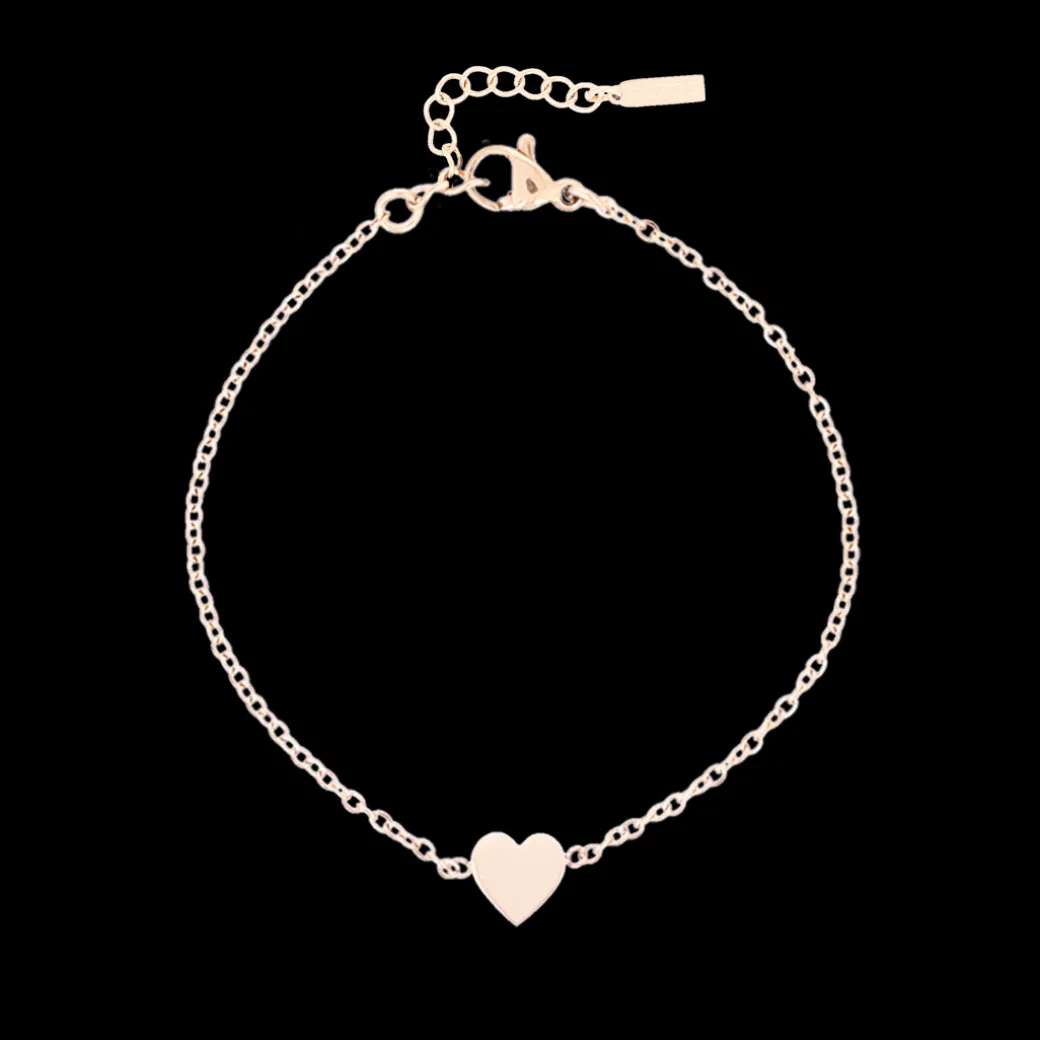 Rosé goud kleurige armband + ketting set met een hart