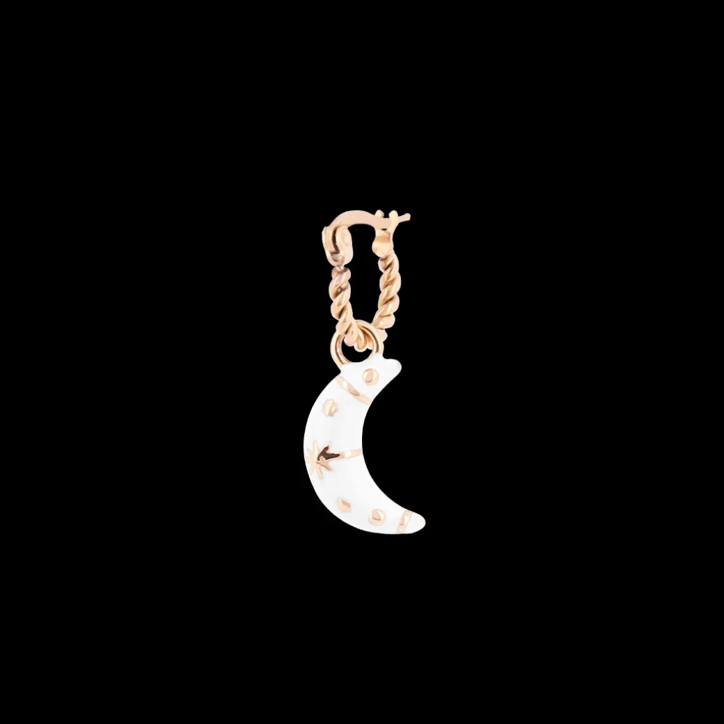 Rosé goud kleurige oorring + ketting set met een maan bedeltje