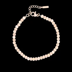 Rosé goudkleurige armband met roze natuursteentjes