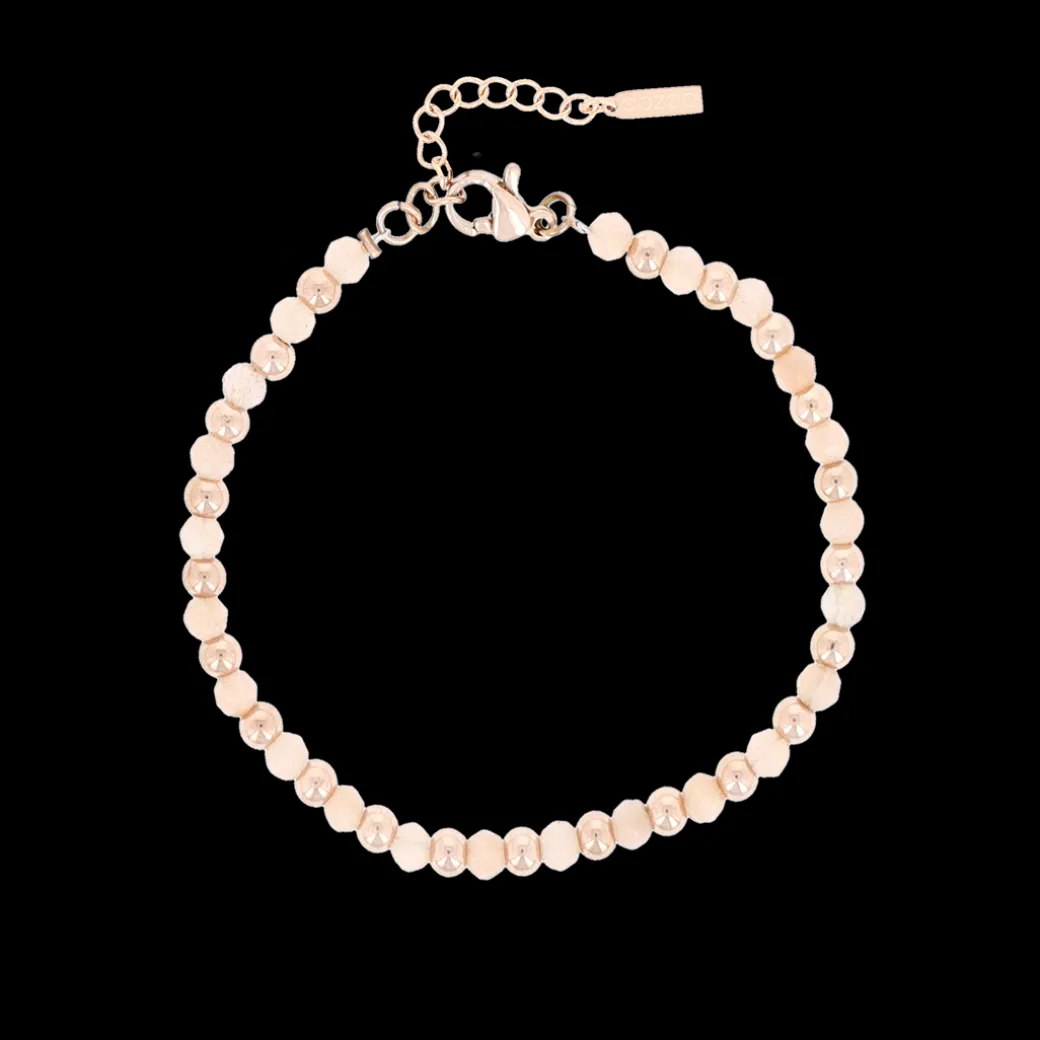Rosé goudkleurige armband met roze natuursteentjes