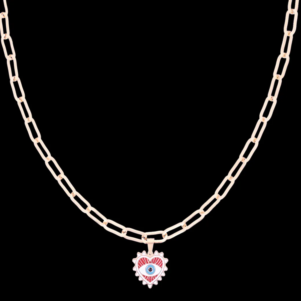 Rosé goudkleurige ketting met boze oog bedeltje