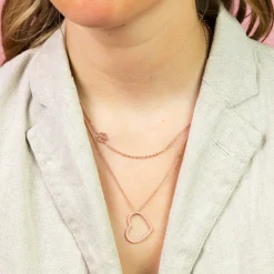Rosé goudkleurige ketting met een hart