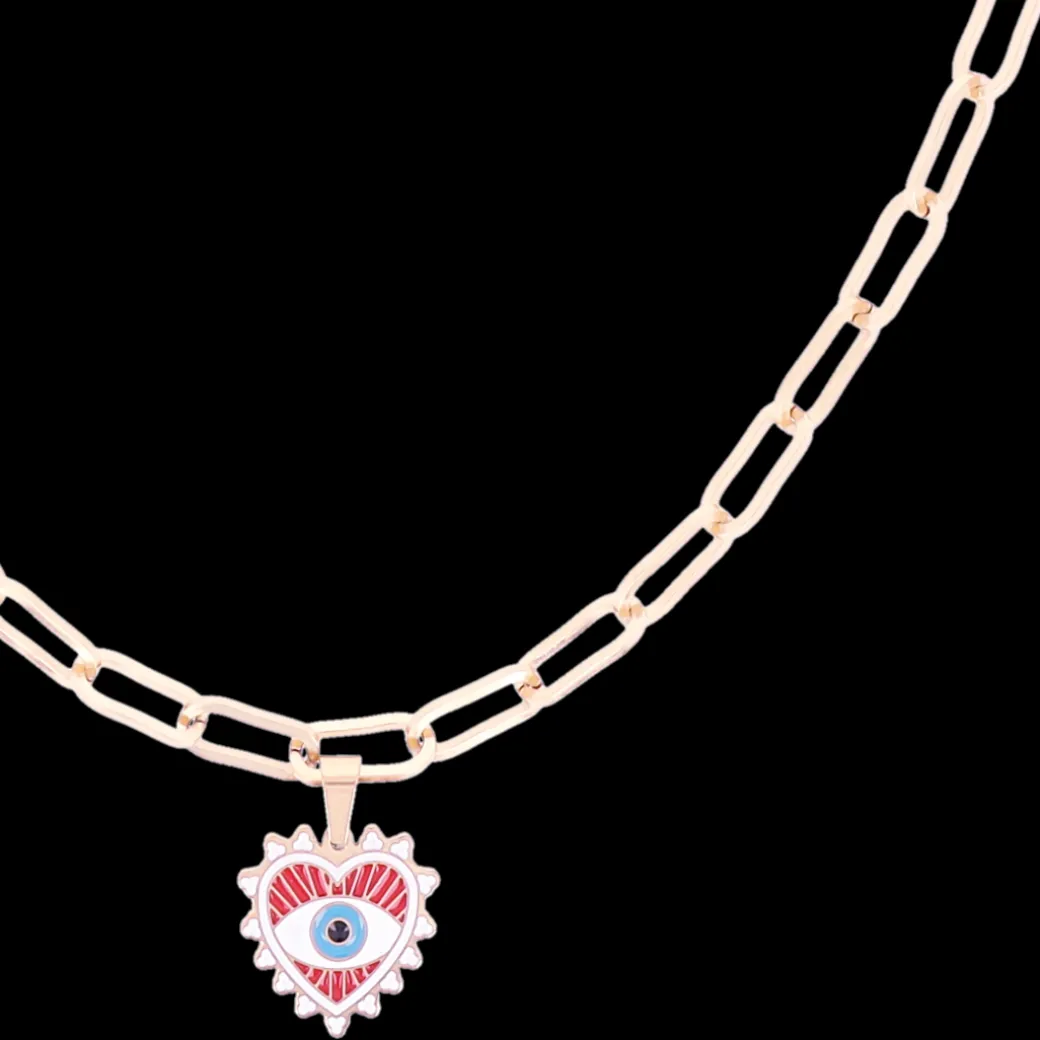 Rosé goudkleurige ketting met boze oog bedeltje
