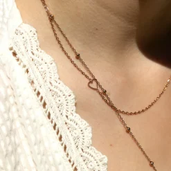 Rosé goudkleurige ketting met een hart