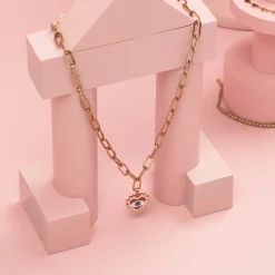Rosé goudkleurige ketting met boze oog bedeltje