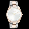 Rosé goudkleurige OOZOO horloge met zilver/rosé goudkleurige roestvrijstalen armband - C10964