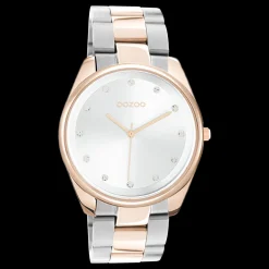 Rosé goudkleurige OOZOO horloge met zilver/rosé goudkleurige roestvrijstalen armband - C10964