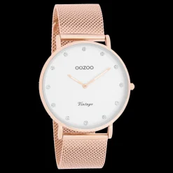 Rosé goudkleurige OOZOO horloge met metalen mesh armband - C20238